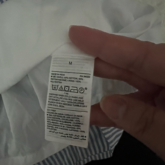 Blue and white stripped Cotten blend dress with string waist tie. - Picture 6 of 7